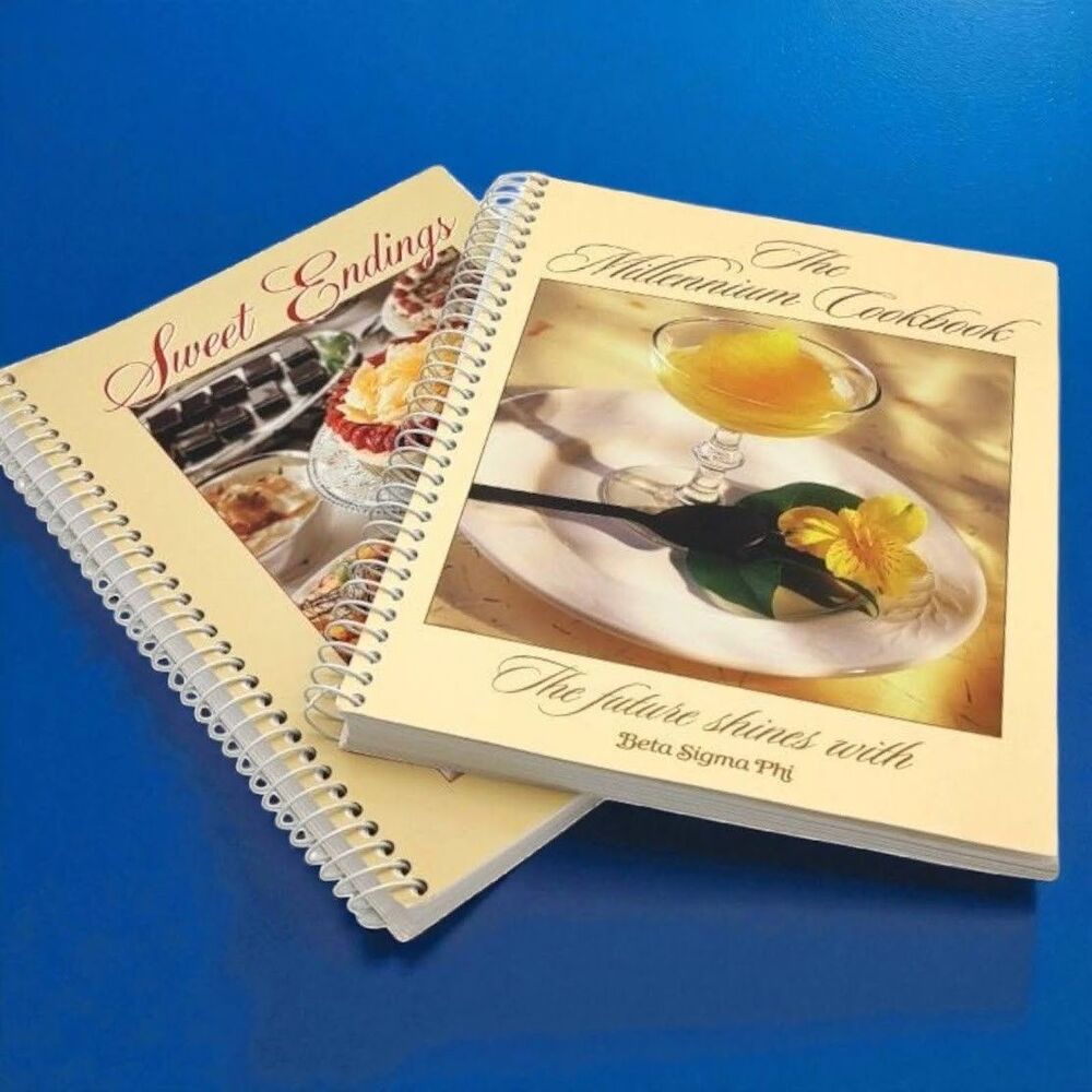 Set of Two Clean Beta Sigma Phi Spiral Cookbooks - Vintage 2000 and 2006 Recipes